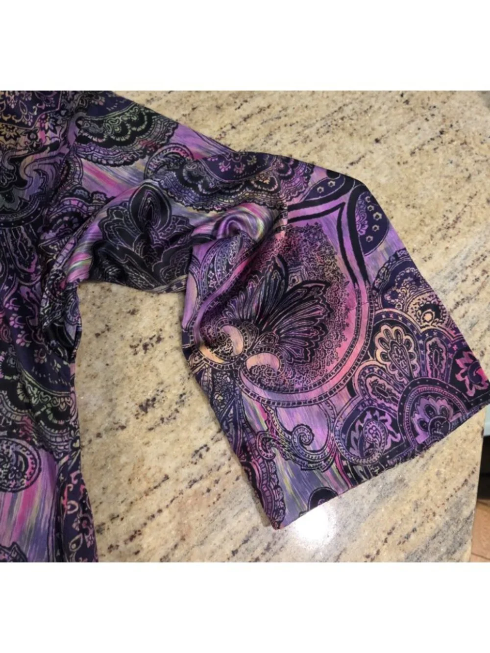 Natori Size XS Caftan Half Zip Multi-colored Floral Paisley Print Lounge Robe